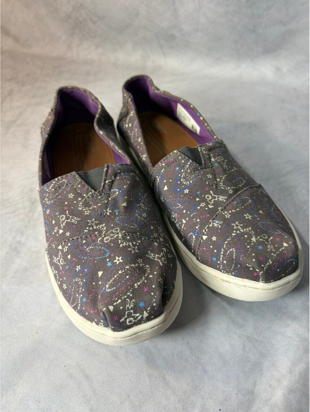 TOMS Alpargata Gray Space Print Canvas Slip On Shoes Kids US 4 EU 36